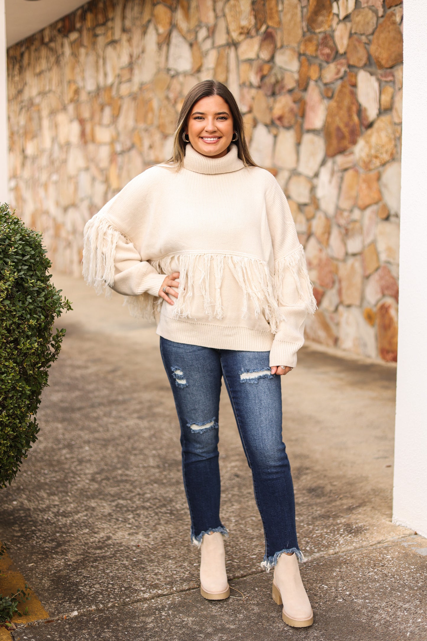 Fringe Turtle Neck Sweater