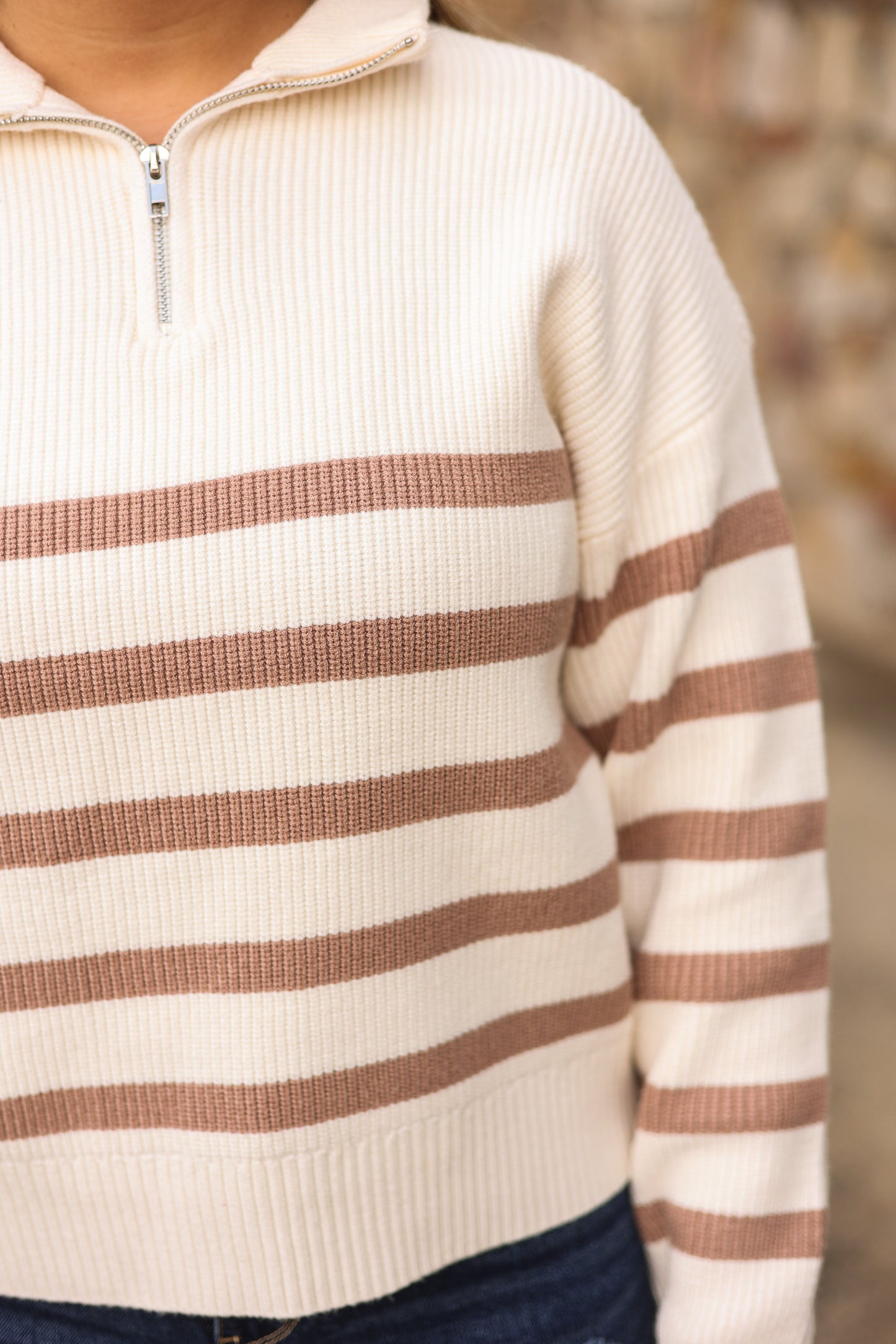 Kayla Striped Quarter Zip Pullover