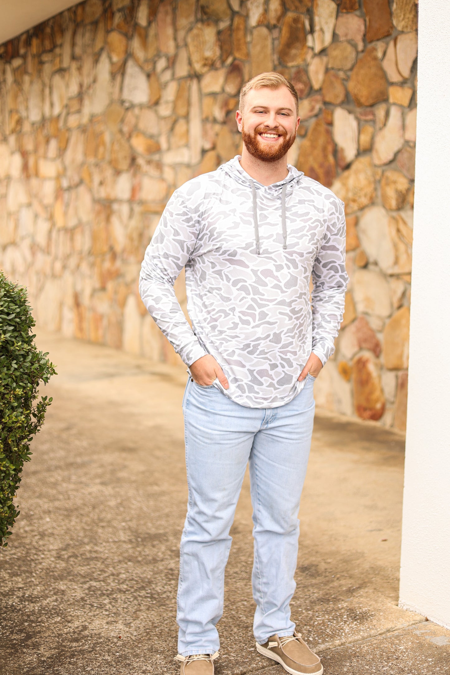 Men's Burlebo White Camo Performance Hoodie