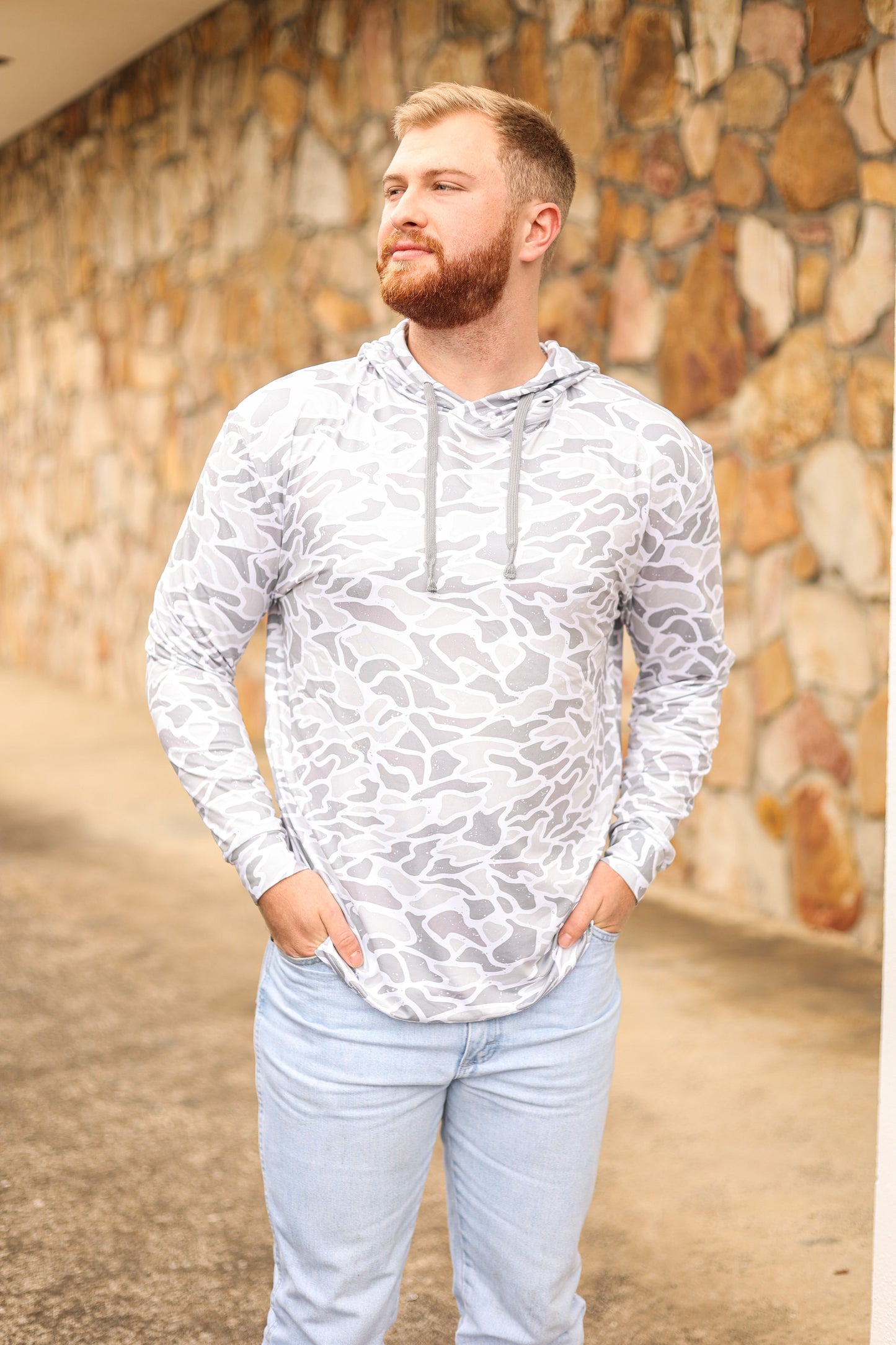 Men's Burlebo White Camo Performance Hoodie