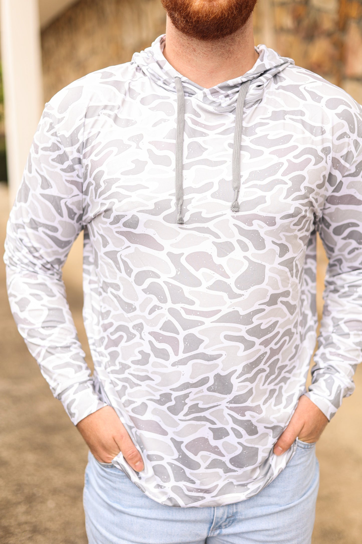 Men's Burlebo White Camo Performance Hoodie