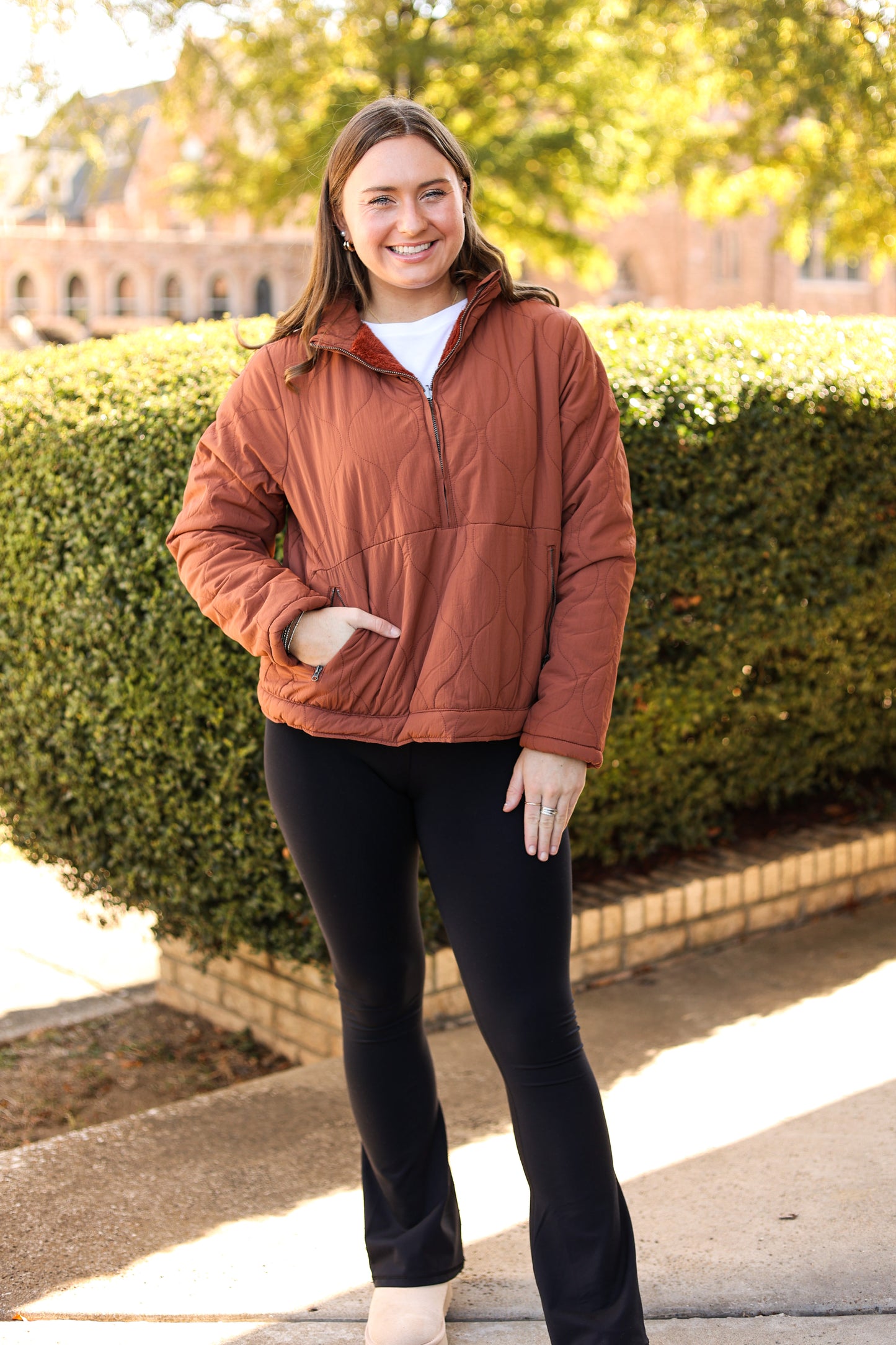 Madison Reversible Half Zip Jacket (Rust Brown)