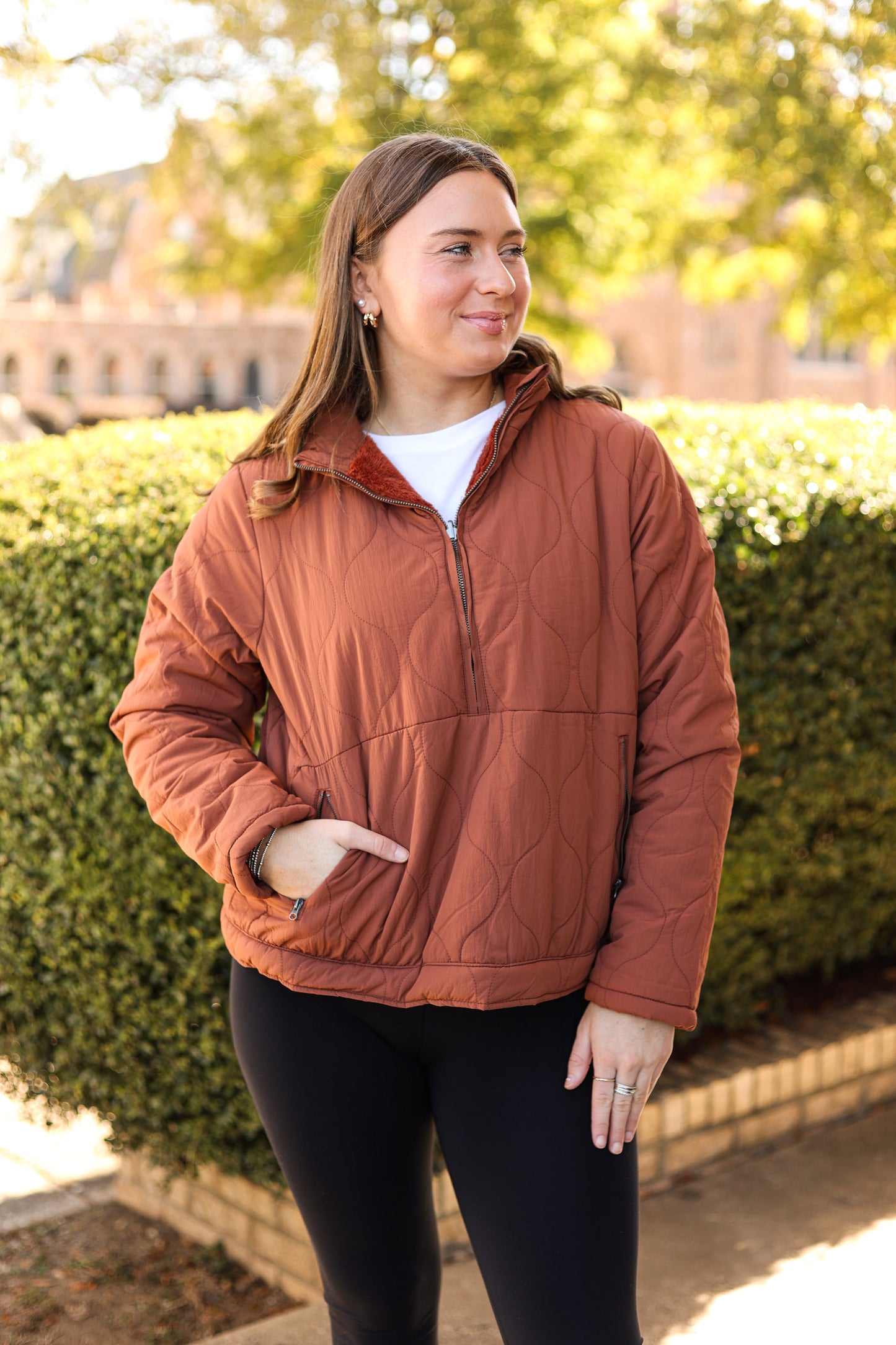 Madison Reversible Half Zip Jacket (Rust Brown)