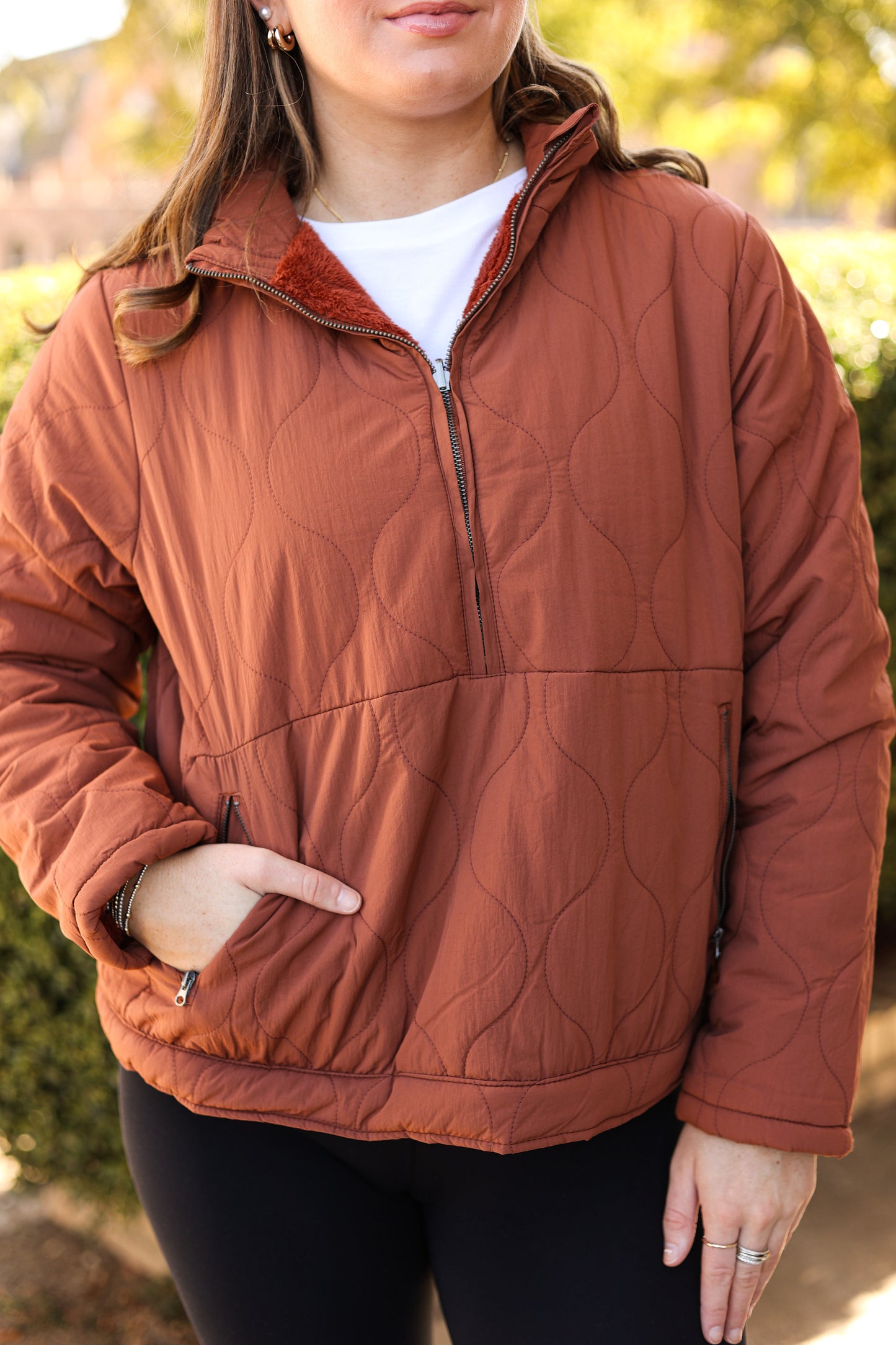 Madison Reversible Half Zip Jacket (Rust Brown)