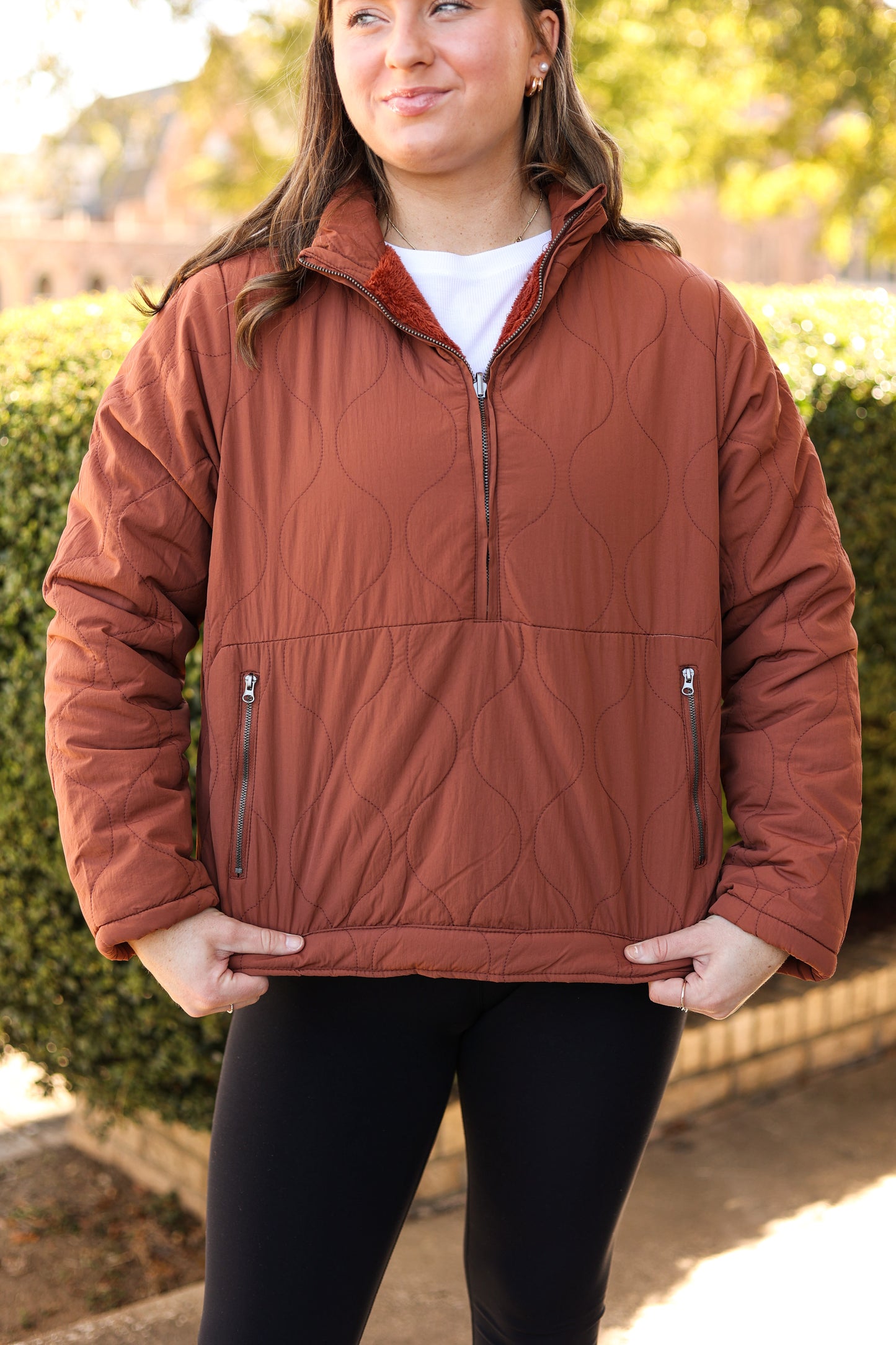 Madison Reversible Half Zip Jacket (Rust Brown)
