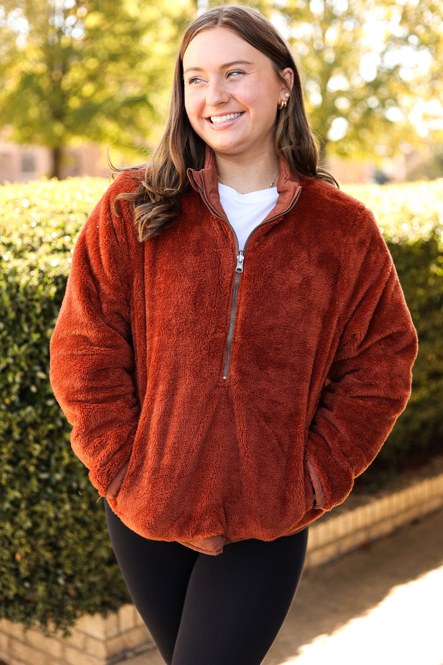 Madison Reversible Half Zip Jacket (Rust Brown)