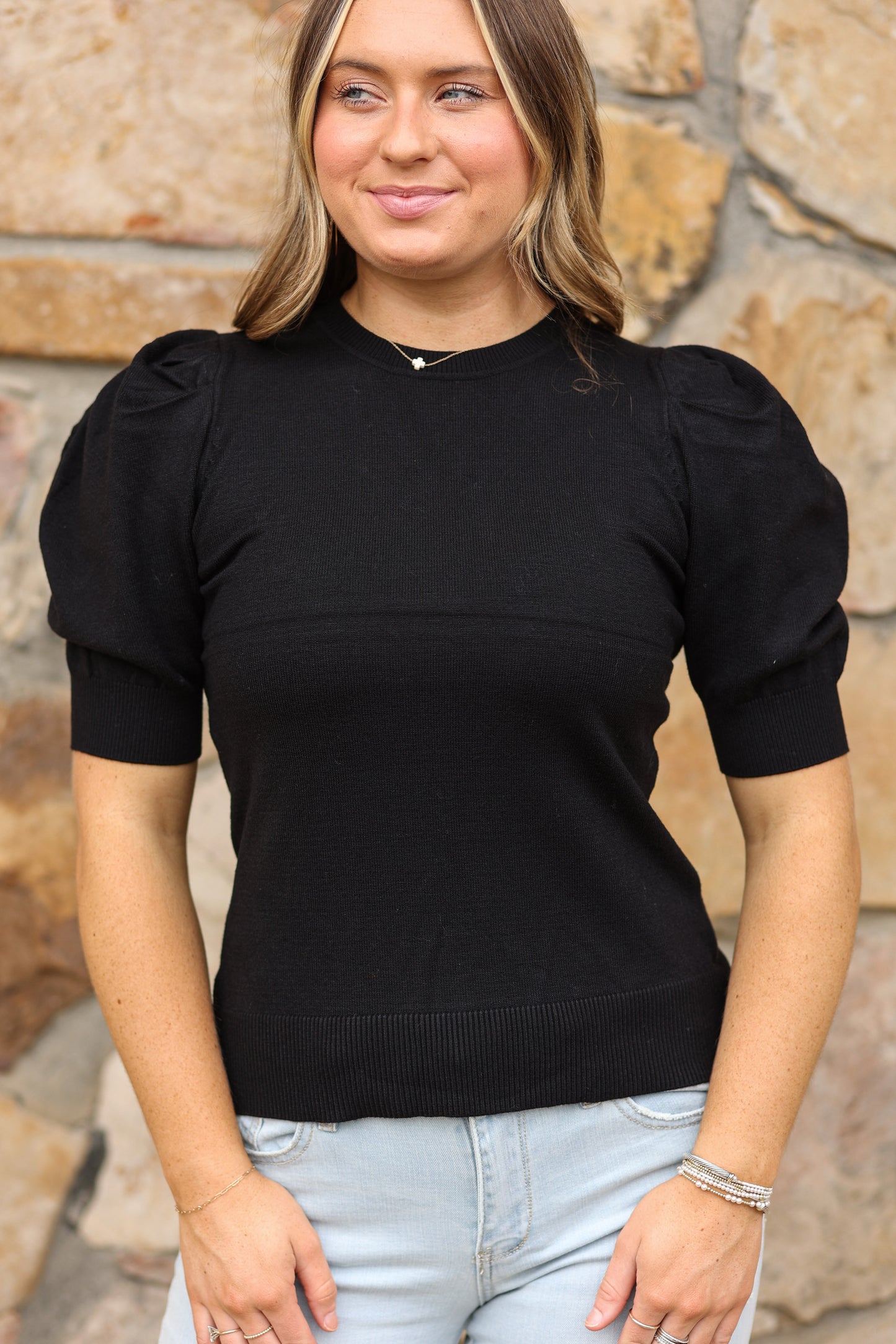Vera Puff Sleeve Sweater Top