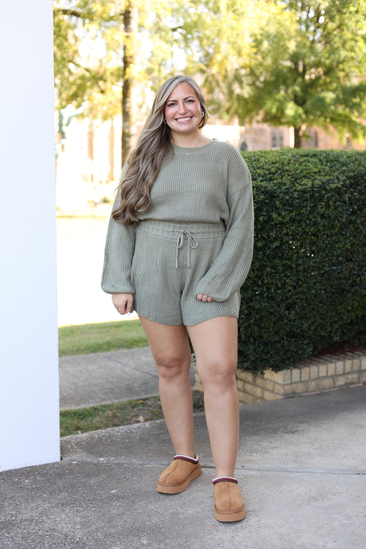 Tarah Sweater Romper (Dusty Sage)