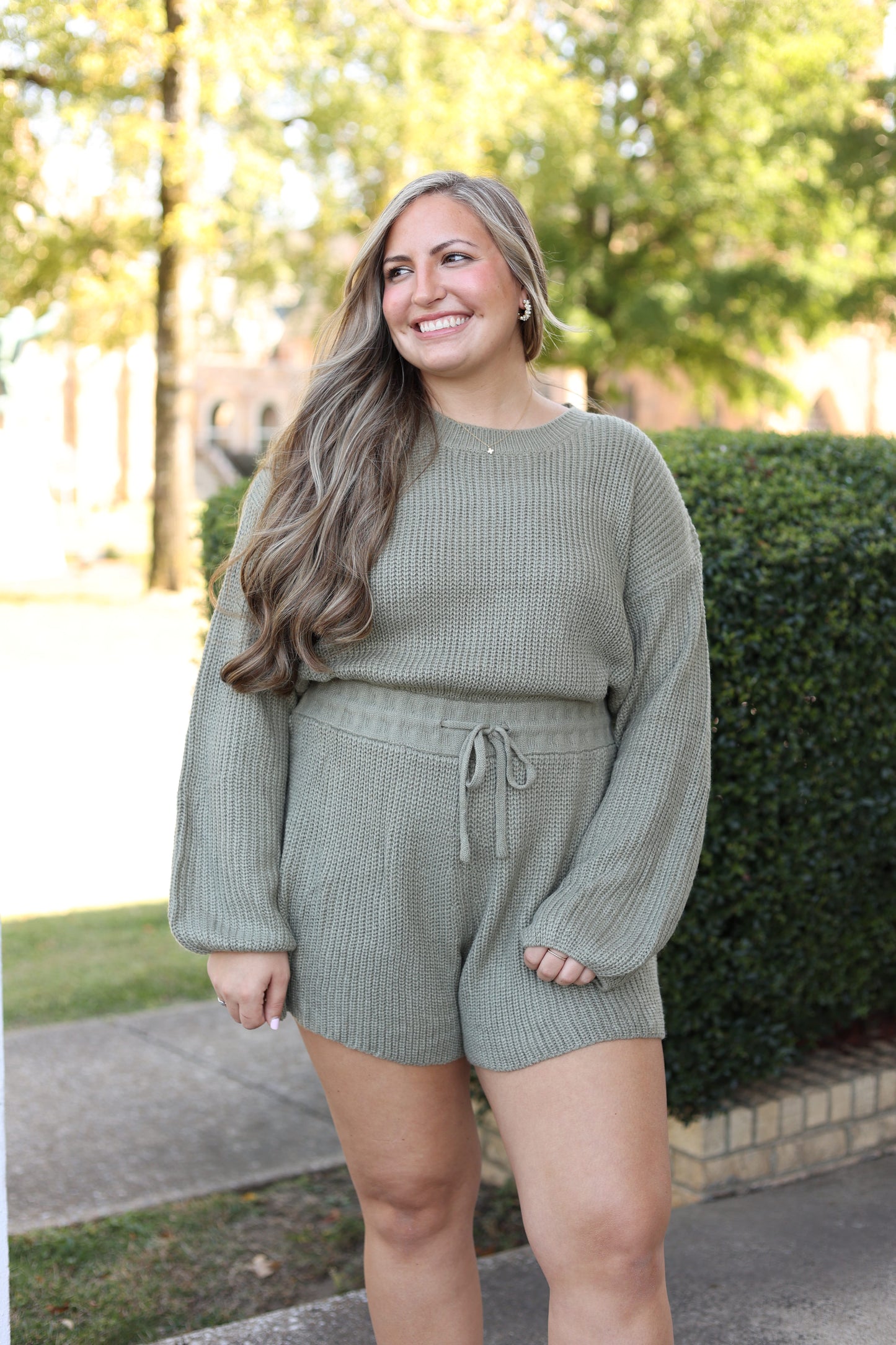 Tarah Sweater Romper (Dusty Sage)