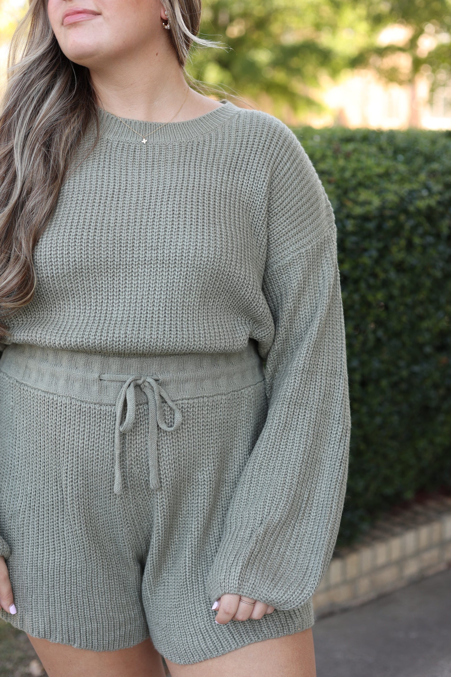 Tarah Sweater Romper (Dusty Sage)