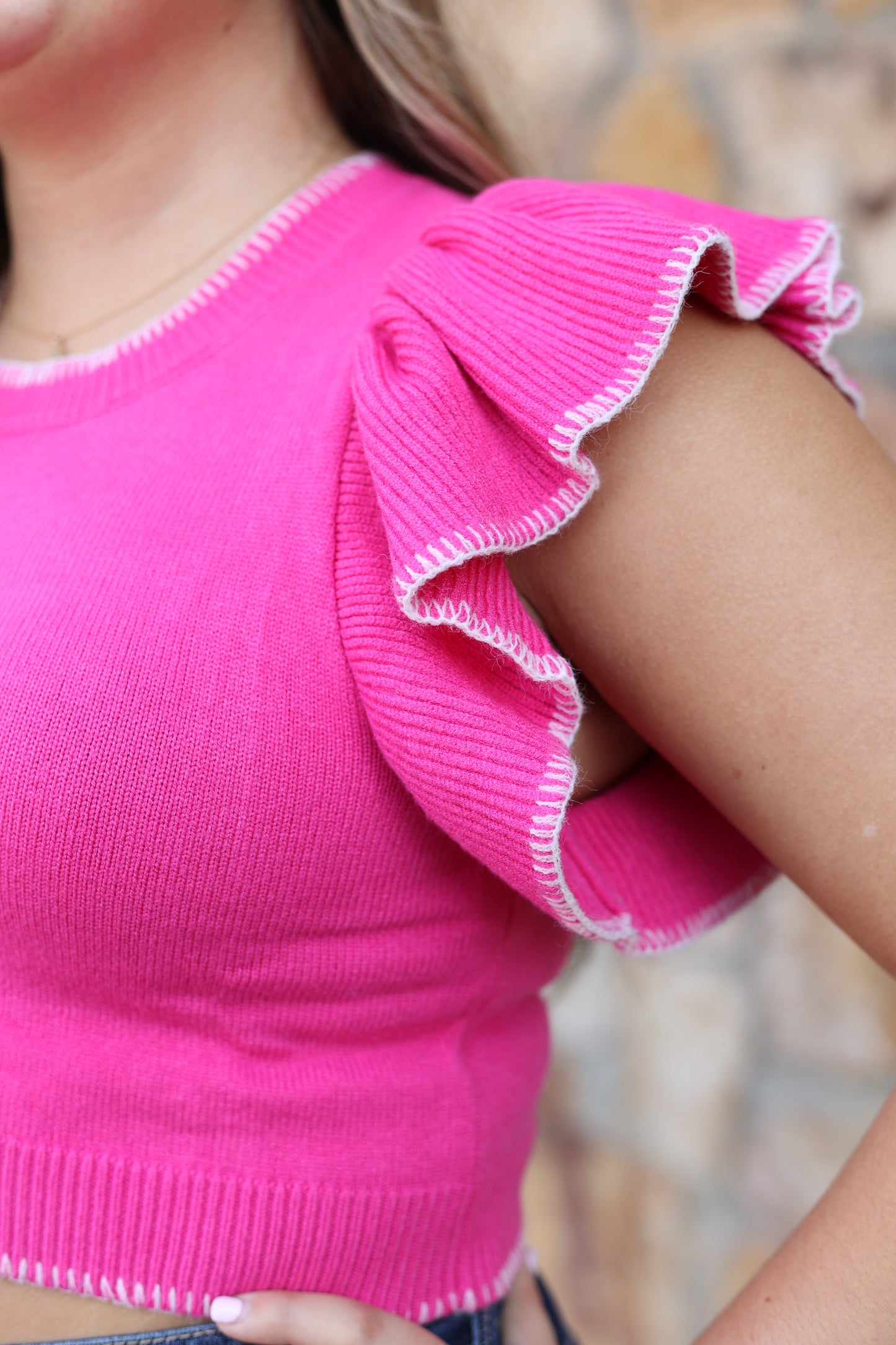 Charlotte Cropped Sweater (Hot Pink)