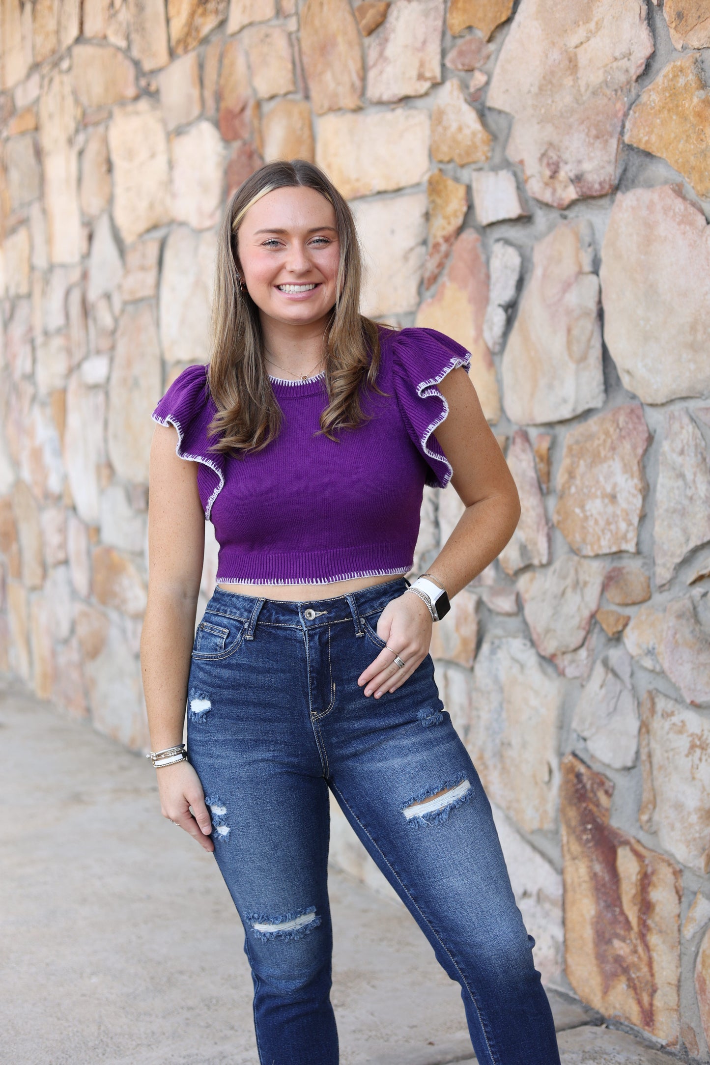 Charlotte Cropped Sweater (Purple)