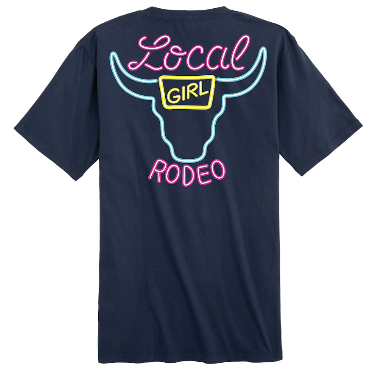 Juniors' Local Girl Neon Banquet SS Tee (China Blue)