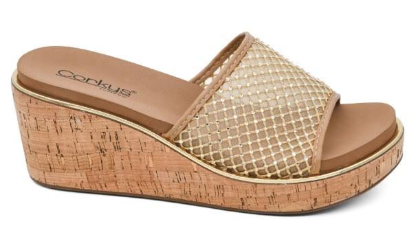Corkys Let's Mesh Around Wedge Sandal (Caramel)