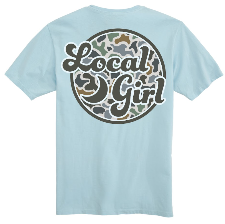 Juniors' Local Girl Camo Patch LCF Bluff SS Tee (Chambray)