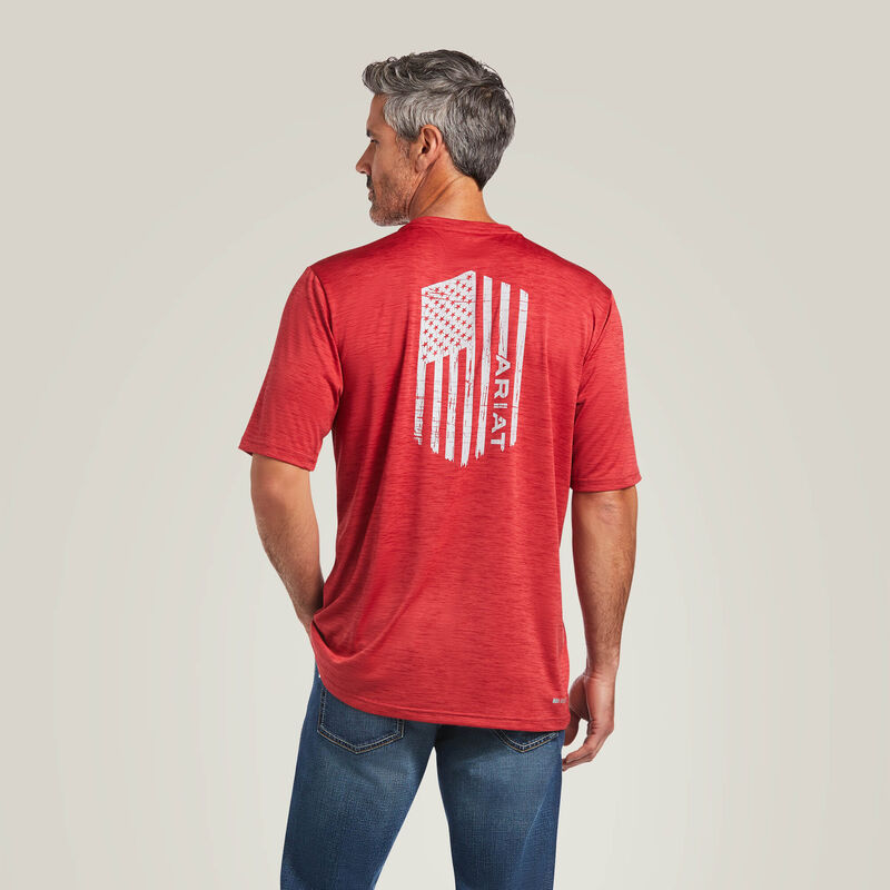 Men's Ariat Charger Vertical Flag Tee (Scooter) *RED