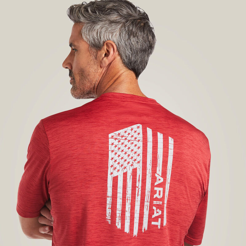 Men's Ariat Charger Vertical Flag Tee (Scooter) *RED