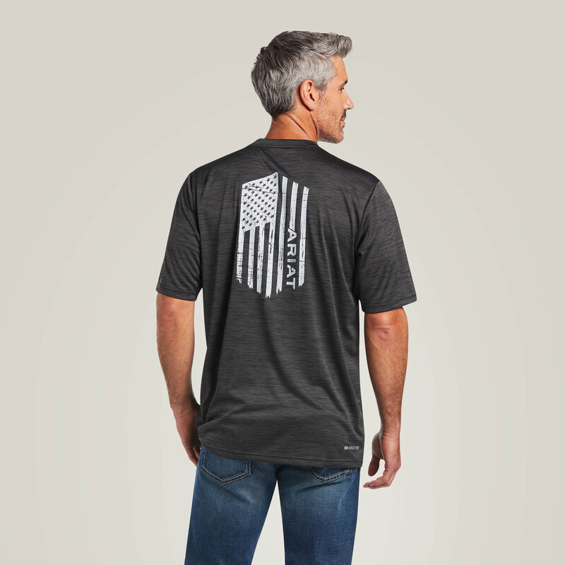 Men's Ariat Charger Vertical Flag Tee (Charcoal)