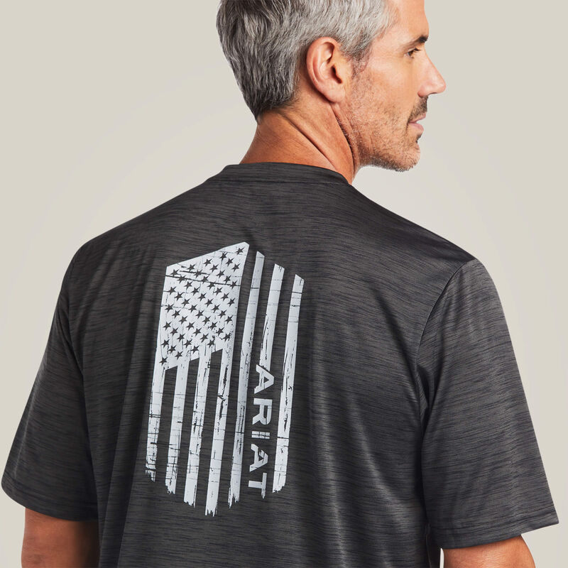 Men's Ariat Charger Vertical Flag Tee (Charcoal)