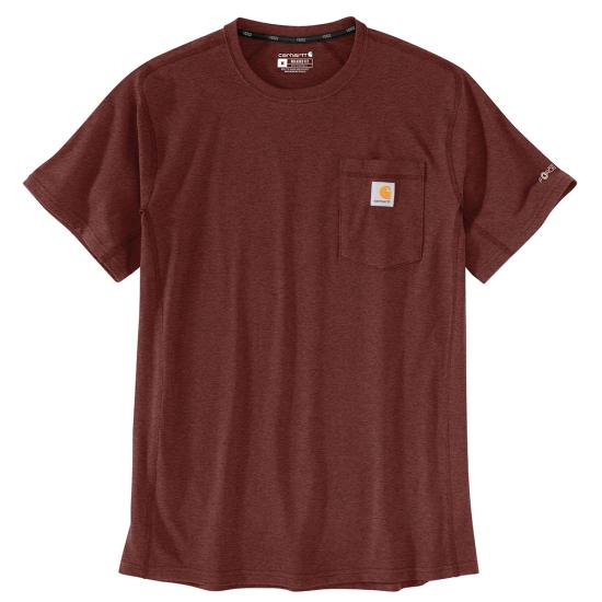 Men's (Reg) Carhartt Force Relaxed Fit Midweight SS Pocket T-Shirt (Dark Spice Red Heather)