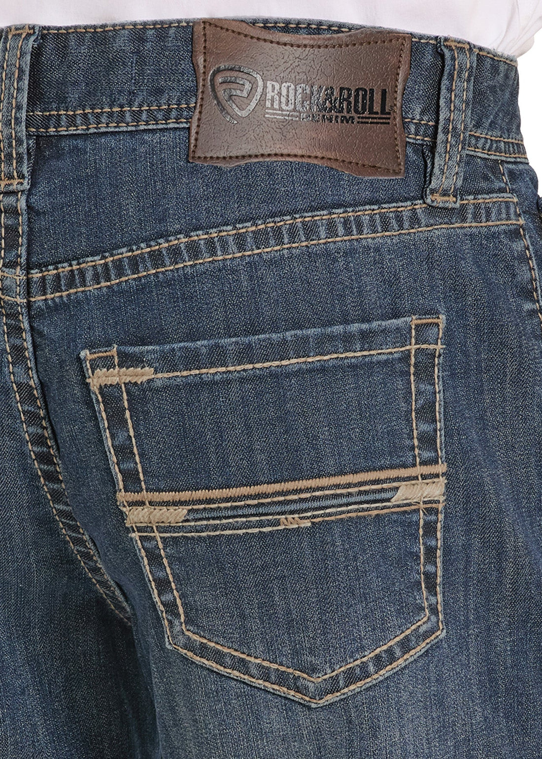Men's Rock N Roll Denim Relaxed Fit Roped Pocket Straight Leg Jeans