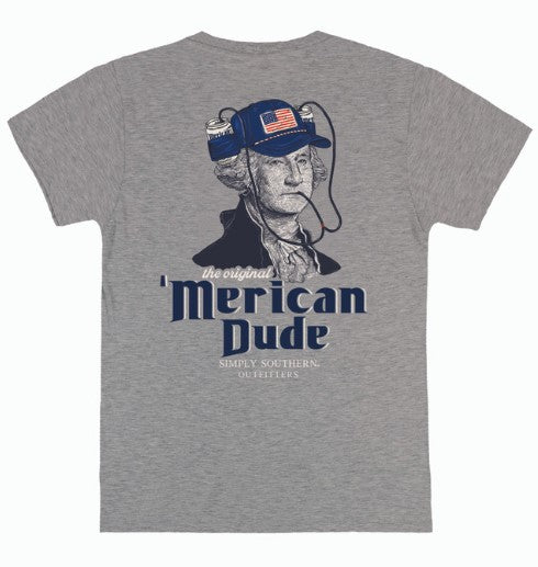 Men's Simply Southern 'Merican Dude (George Washington) S/S (Storm Heather)
