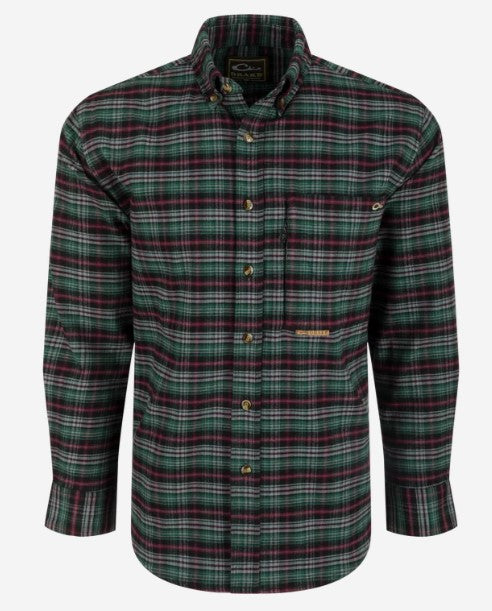 Men's Autumn Brushed Twill Plaid Button-Down Long Sleeve Shirt