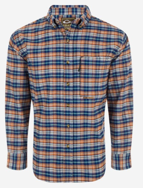 Men's Autumn Brushed Twill Plaid Button-Down Long Sleeve Shirt
