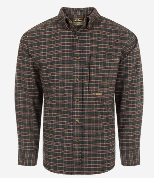 Men's Autumn Brushed Twill Plaid Button-Down Long Sleeve Shirt