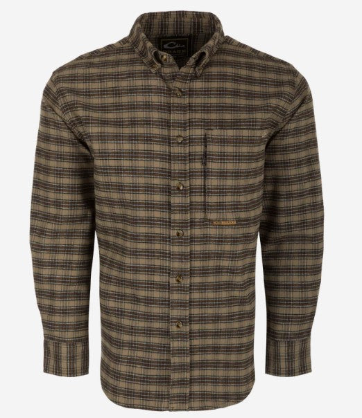 Men's Autumn Brushed Twill Plaid Button-Down Long Sleeve Shirt