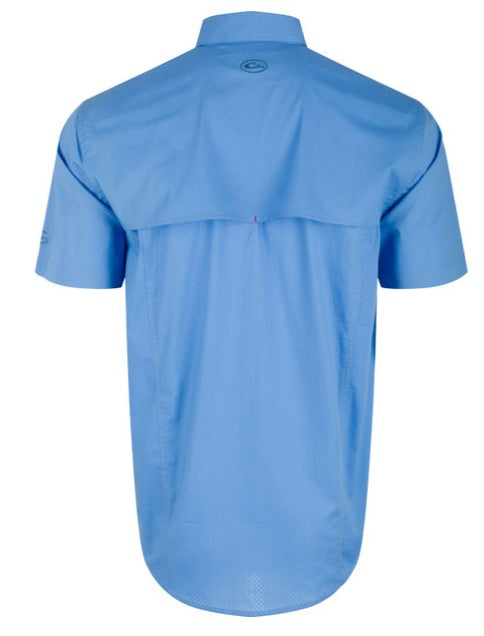 Men's Drake Lifestyle Wingshooter Trey Cotton Solid S/S Shirt (Marina Blue)