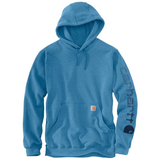 Men's Carhartt (K288) Midweight Sleeve Logo Hoodie (Horizon Blue Heather/Navy)