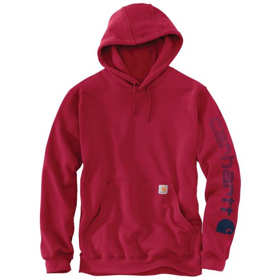 Men's Carhartt (K288) Midweight Sleeve Logo Hoodie (Industry Red/Navy