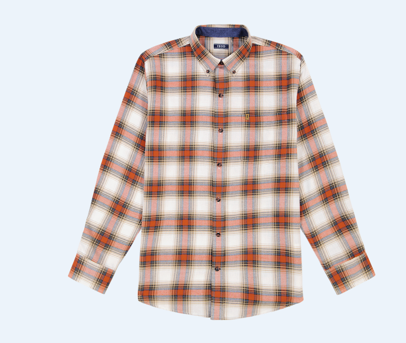 Men's IZOD Stratton Flannel Plaid Button-Down Shirt (Ginger Bread)