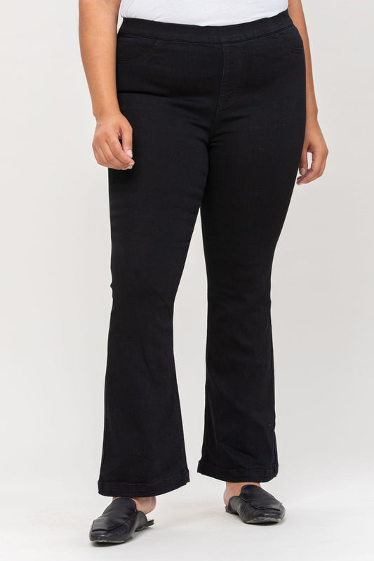 Plus Size Cello Mid Rise Flare Jegging (30 inch Inseam Black)