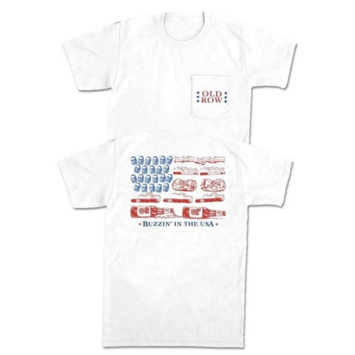 Old Row Buzzin' In The USA S/S Pocket Tee (White)