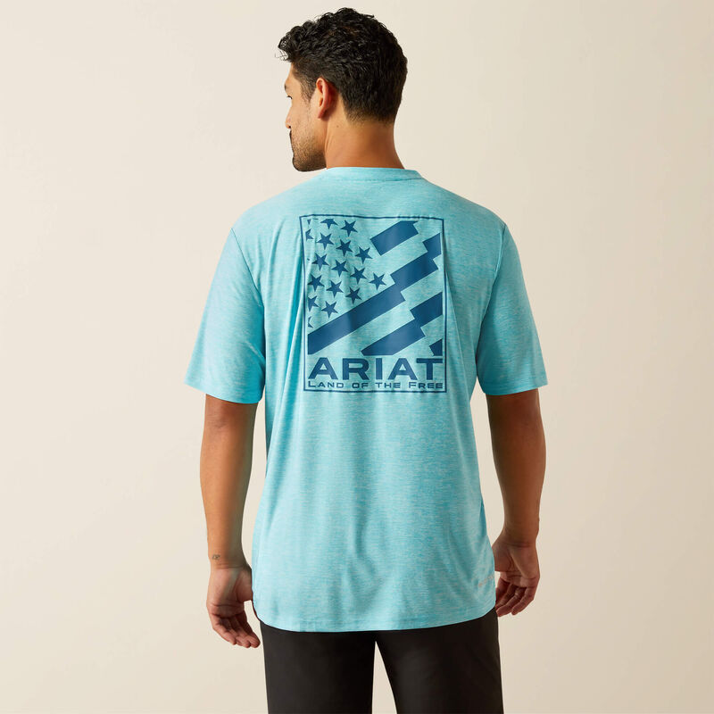 Men's Ariat Diagonal Flag Charger T-Shirt (Blue Mist)