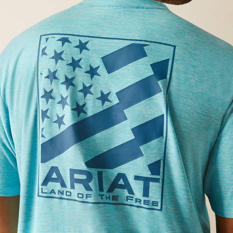Men's Ariat Diagonal Flag Charger T-Shirt (Blue Mist)