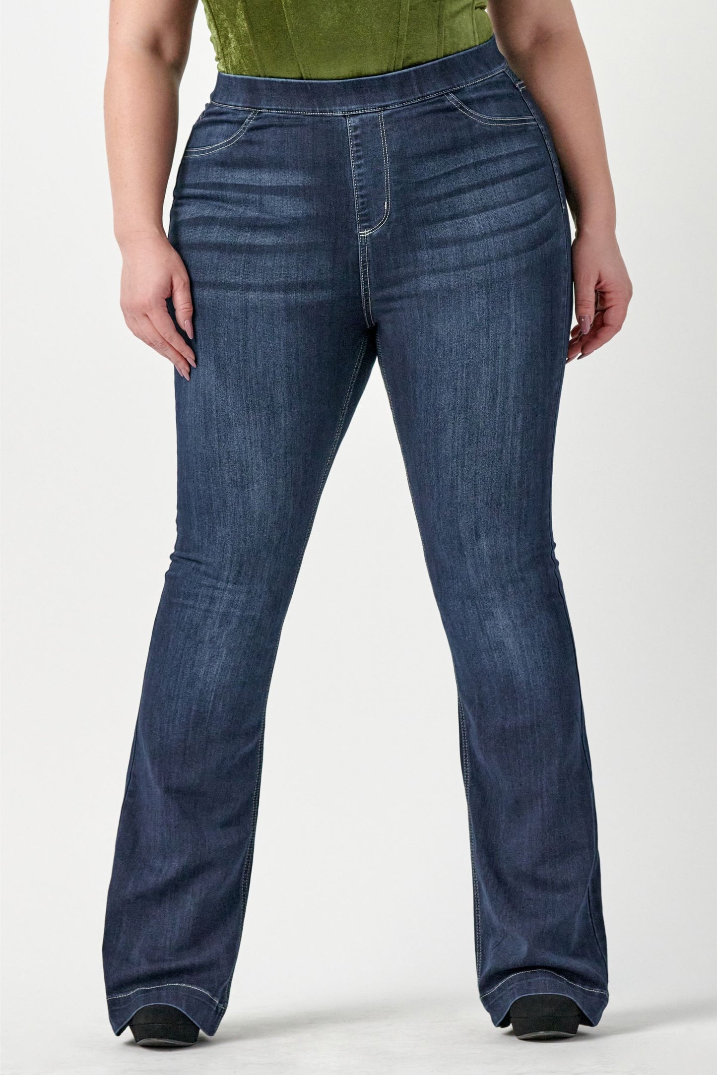 Plus Size Cello High Rise Flare Jegging (Dark Wash)