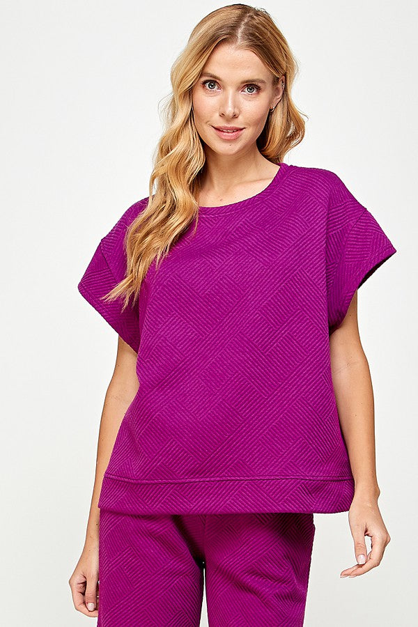 Ella Textured Top (Magenta)