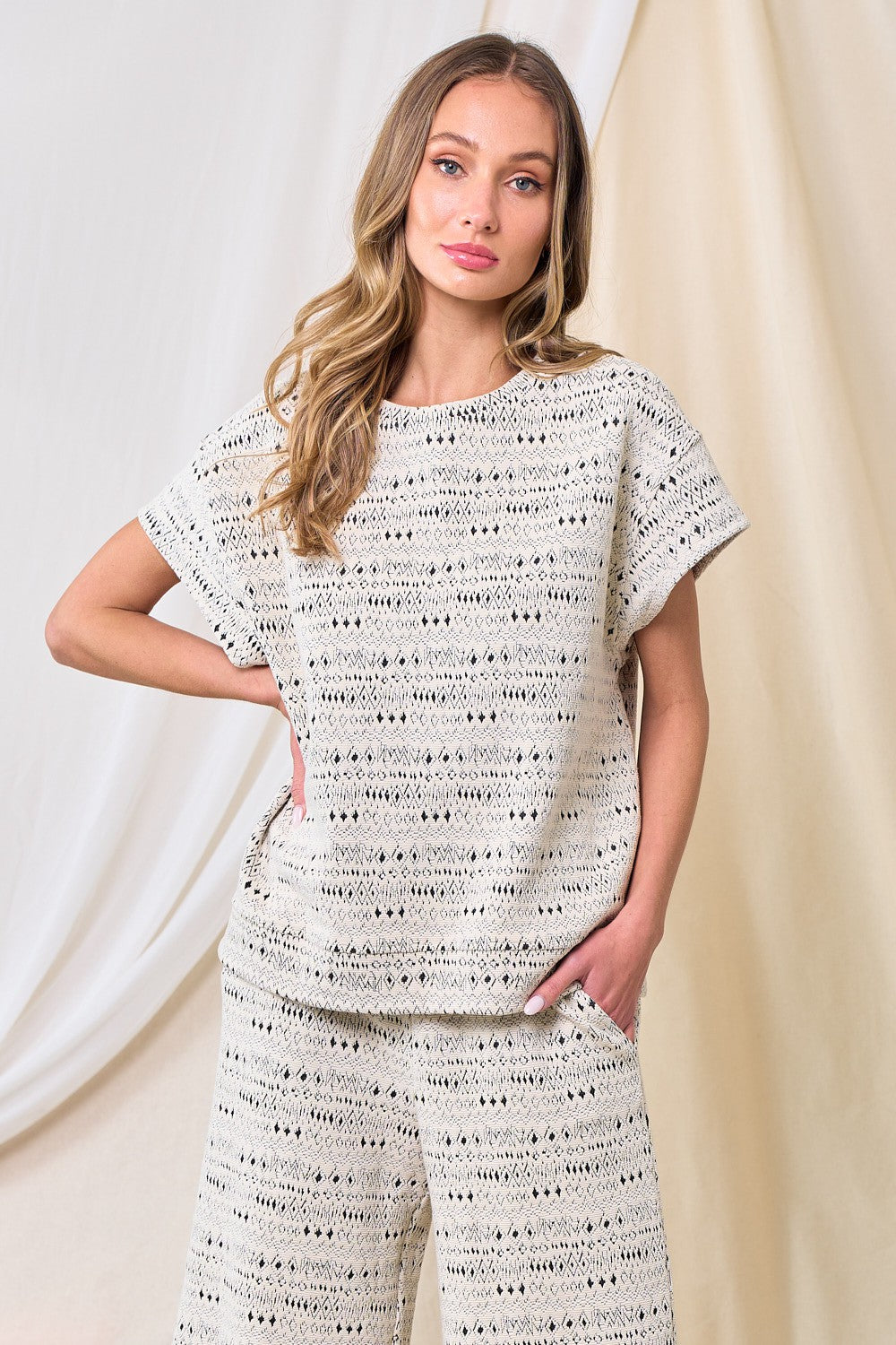 Carly Jacquard Textured Top