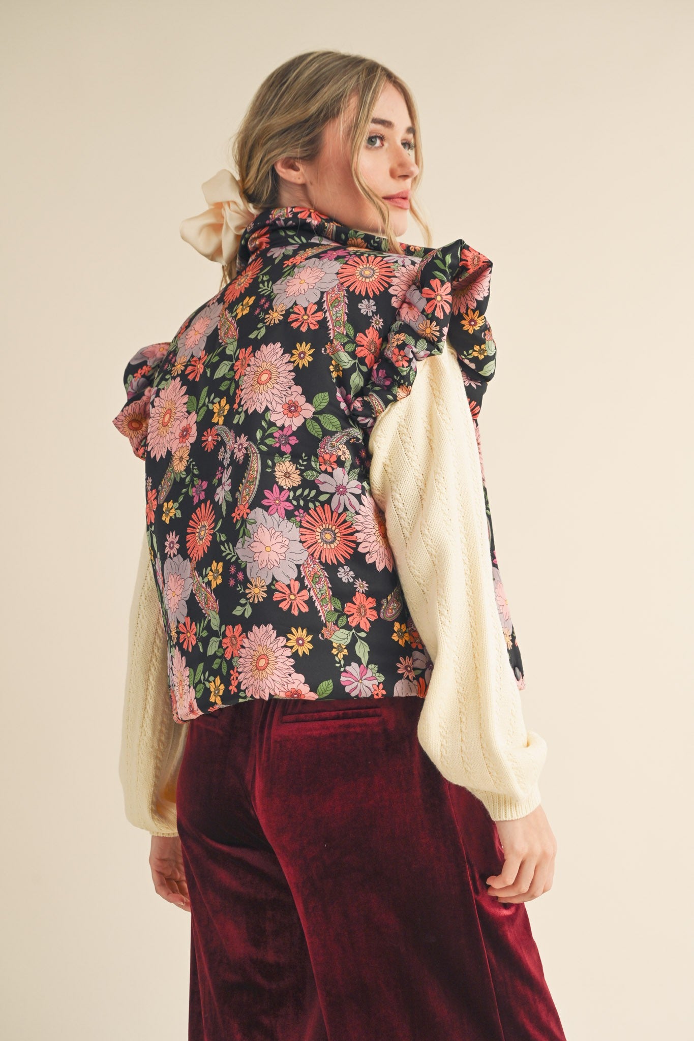 Flutter Sleeve Floral Vest