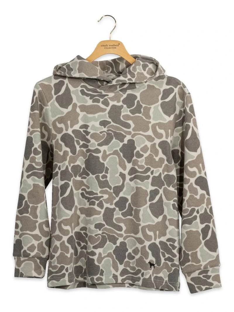 Boys Simply Southern Waffle Thermal Hoodie (Light Camo)