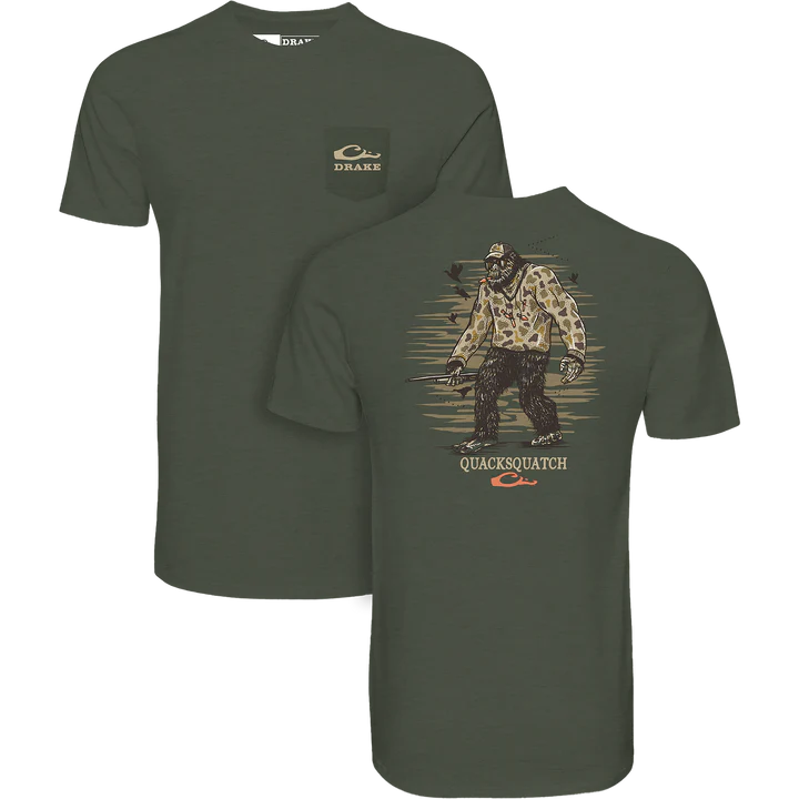 Boys Drake Lifestyle Quacksquatch T-Shirt (Kalamata Light Heather)