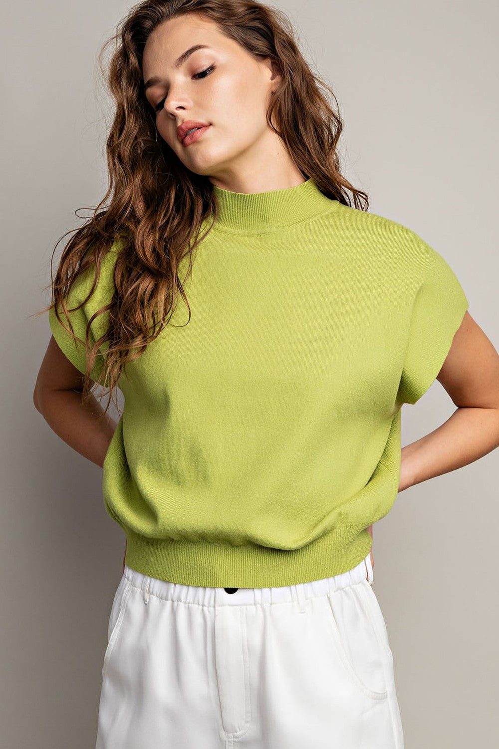 Mock Neck S/S Top