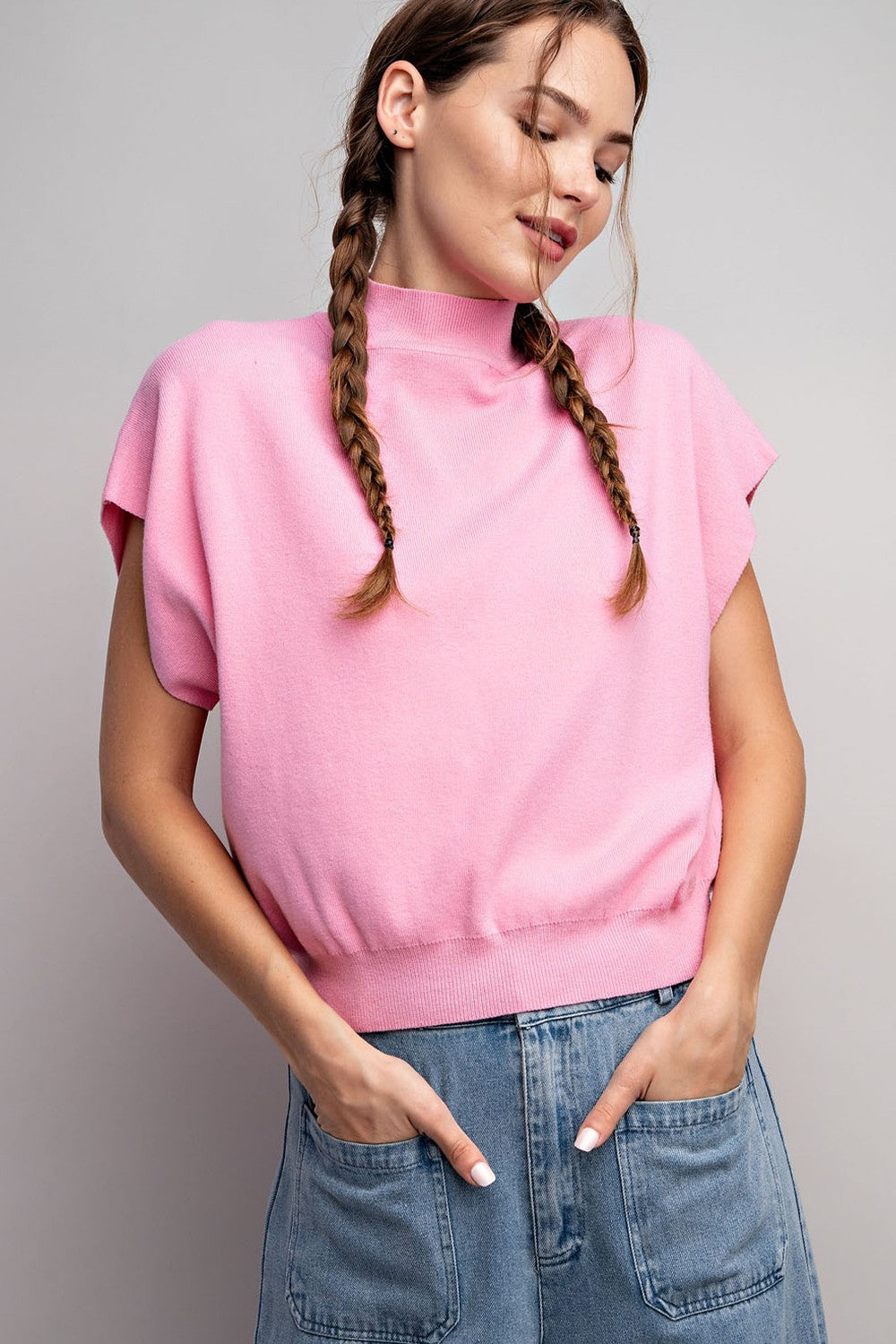 Mock Neck S/S Top