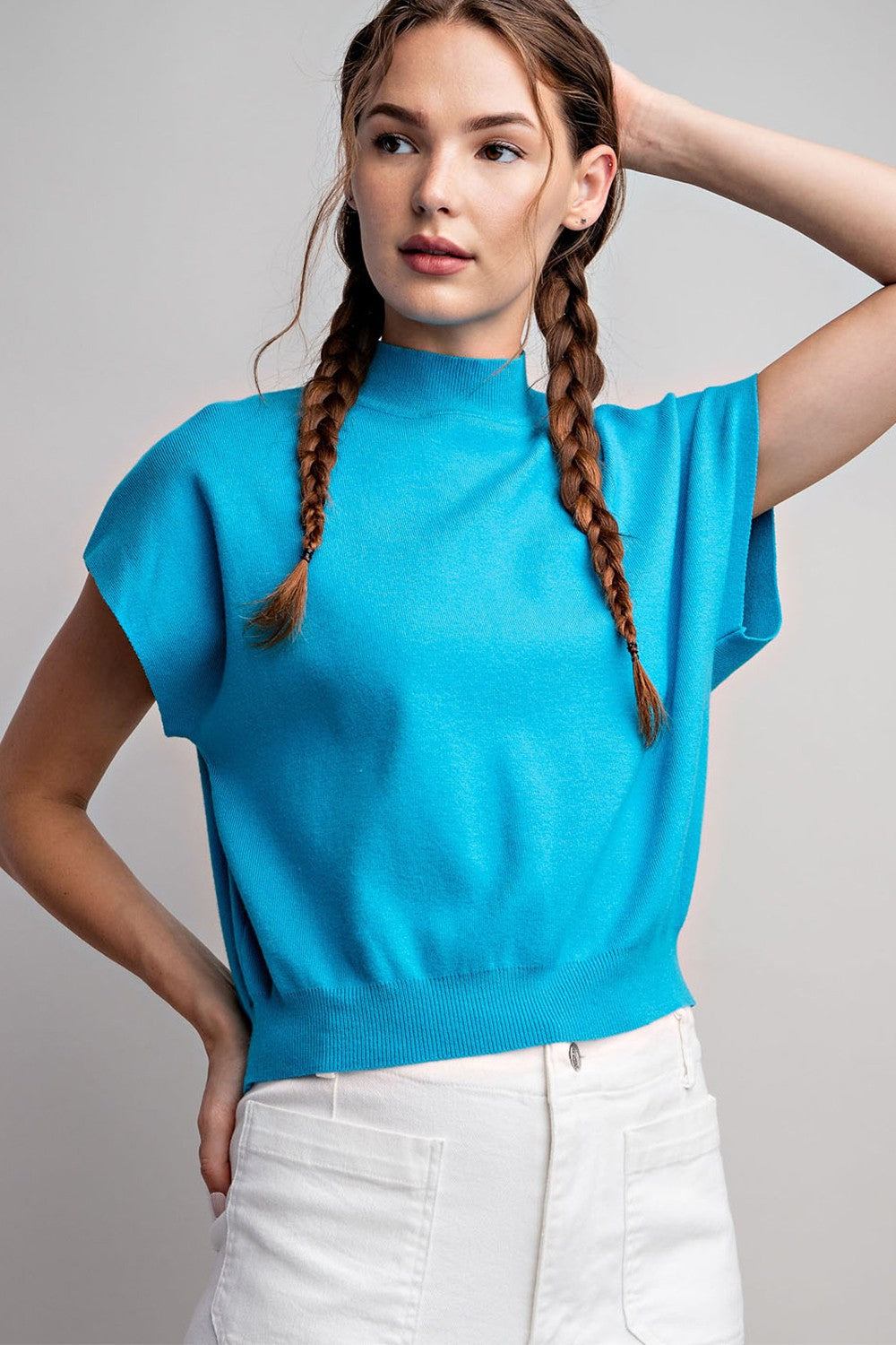 Mock Neck S/S Top