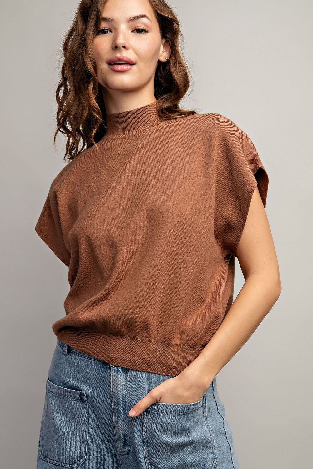 Mock Neck S/S Top