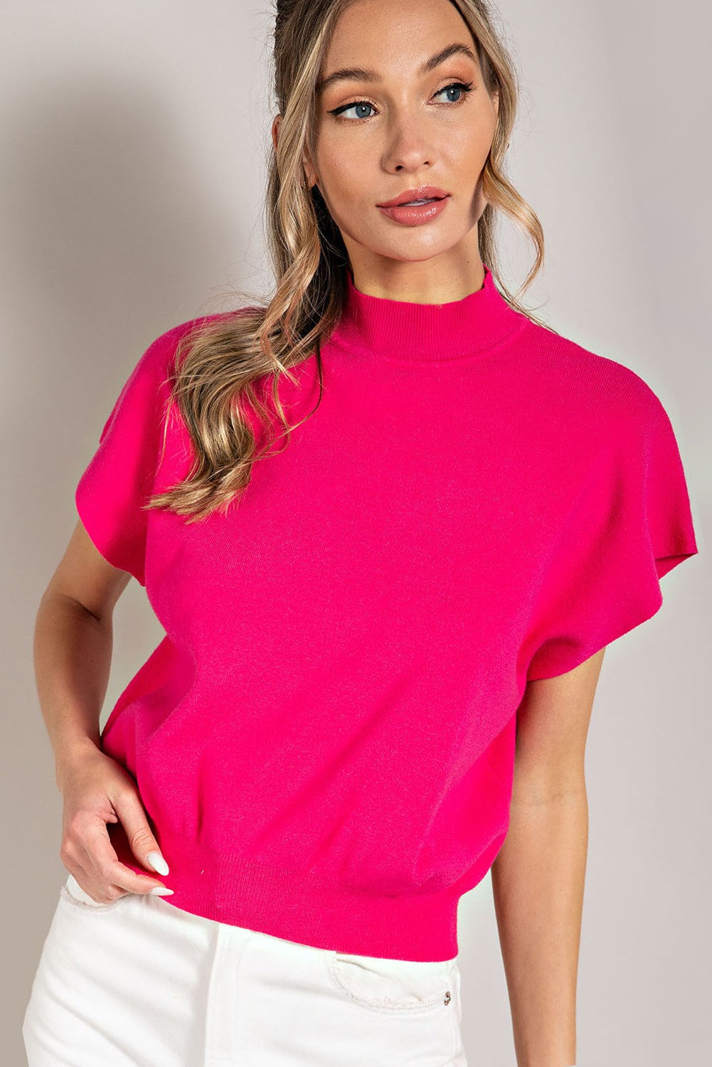 Mock Neck S/S Top