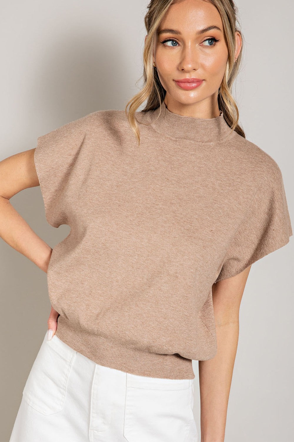 Mock Neck S/S Top